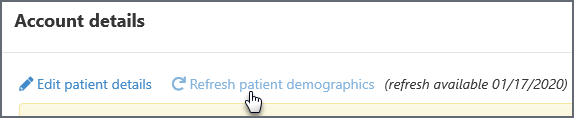 Click the refresh patient demographics link.